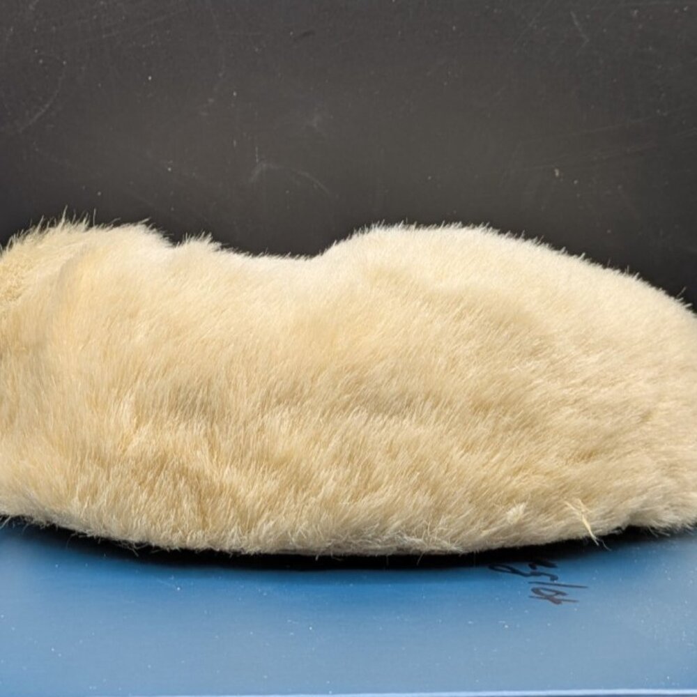 Sleeping Dog Shelf Sitter Blonde Napping Puppy Faux Fur Velvet 7" - Picture 3 of 7